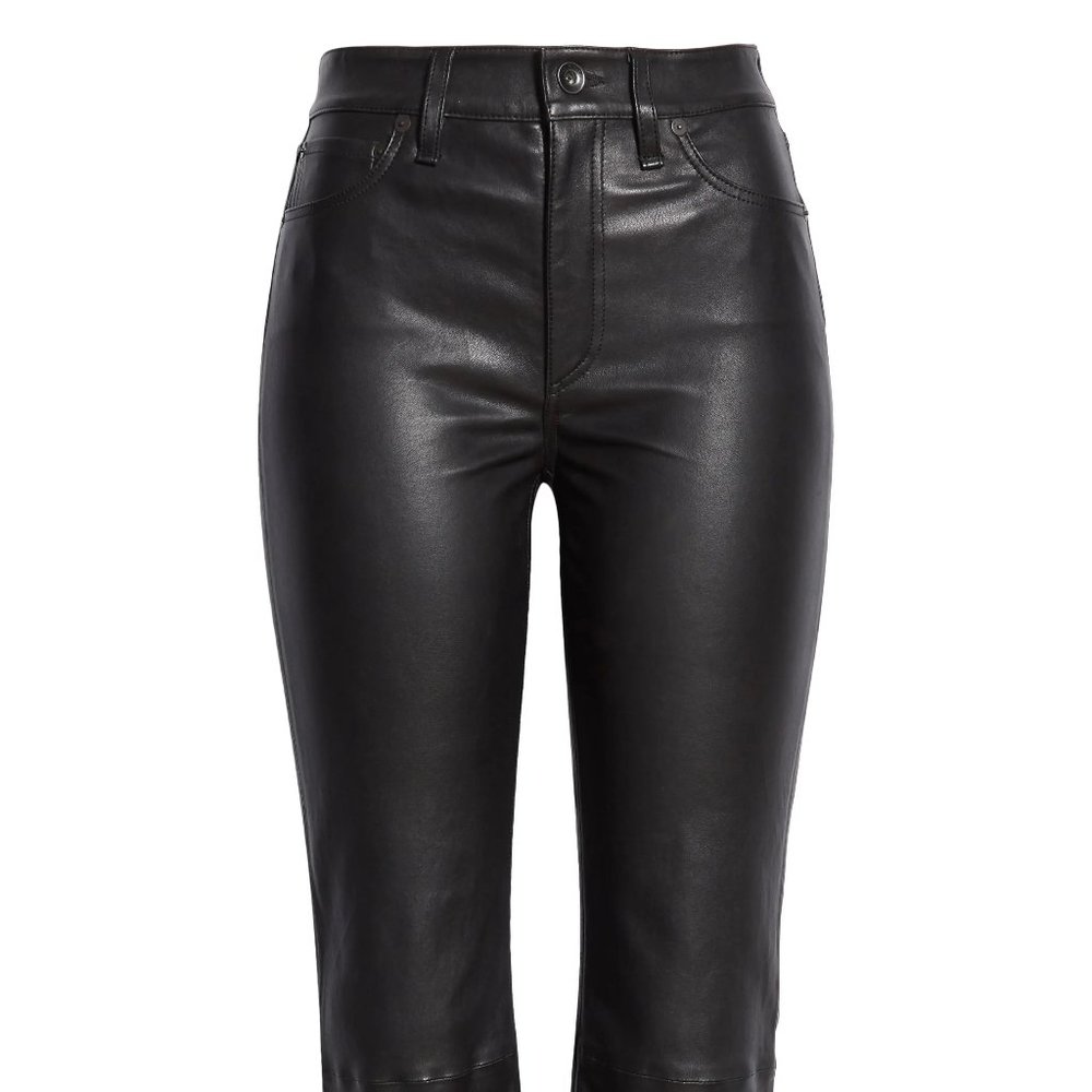 RAG & BONE Nina Leather High Waist Flare Ankle Pants